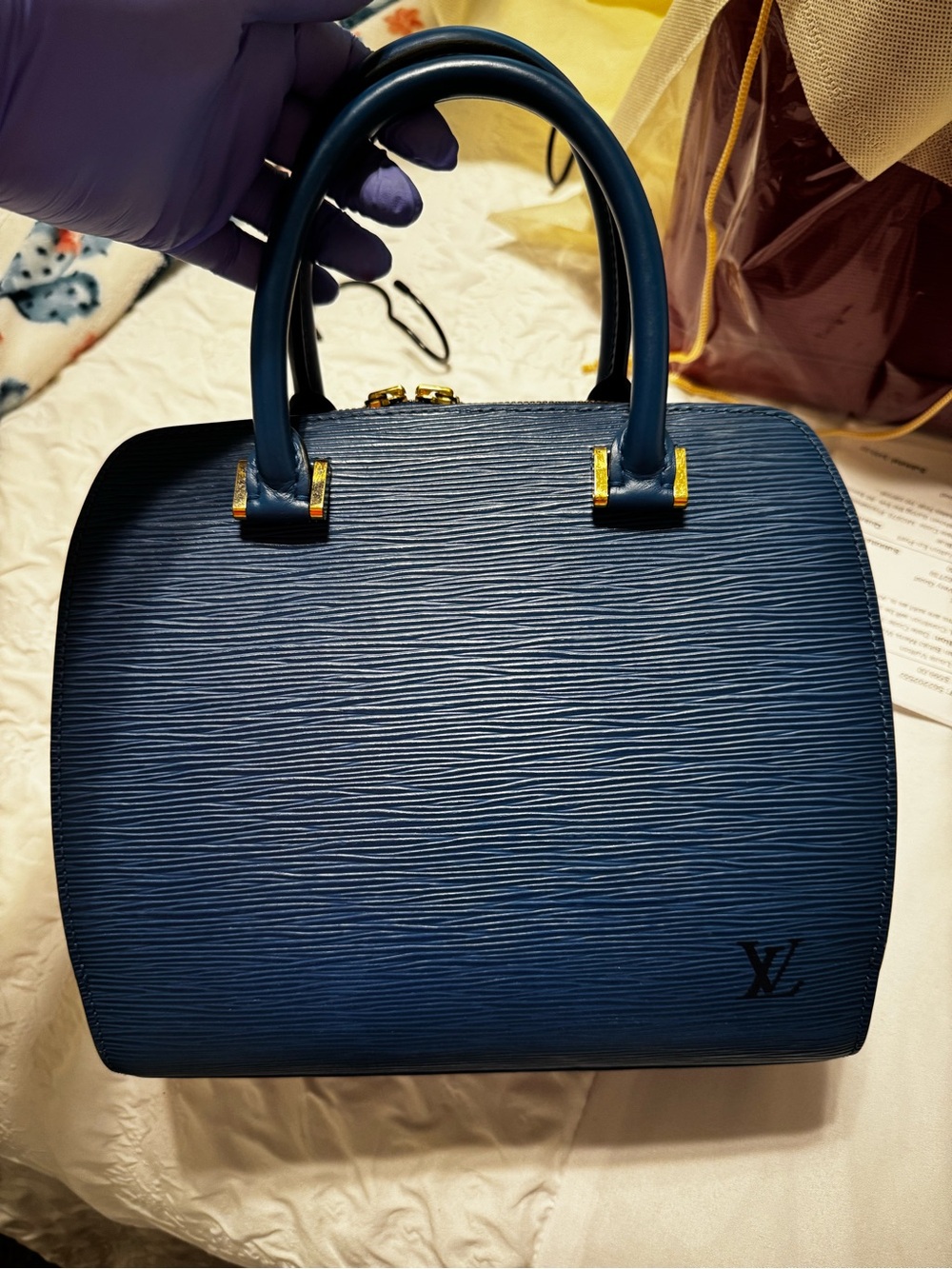 Louis Vuitton Blue Epi Leather Satchel